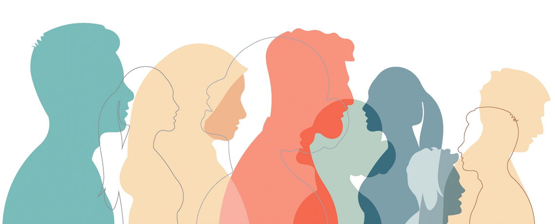 graphic of multi coloured faces